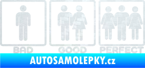Samolepka Bad good perfect 002 nápis 3D karbon bílý