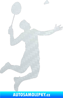 Samolepka Badminton 001 pravá 3D karbon bílý