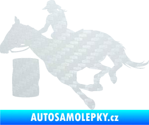 Samolepka Barrel racing 001 levá cowgirl rodeo 3D karbon bílý
