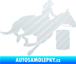 Samolepka Barrel racing 001 pravá cowgirl rodeo 3D karbon bílý