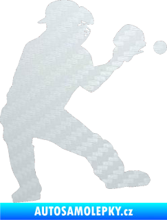 Samolepka Baseball 007 pravá 3D karbon bílý
