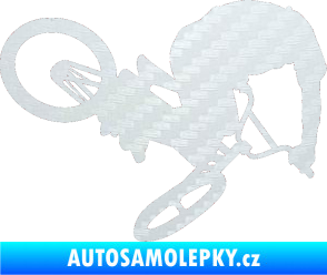 Samolepka Biker 001 pravá 3D karbon bílý