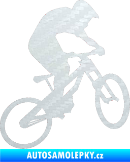 Samolepka Biker 002 pravá 3D karbon bílý