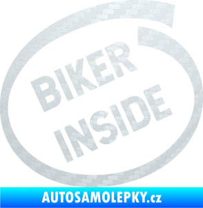 Samolepka Biker inside 005 nápis 3D karbon bílý