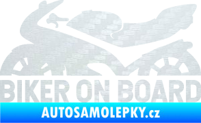 Samolepka Biker on board levá motorka 3D karbon bílý