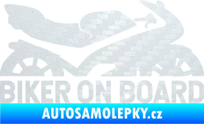Samolepka Biker on board pravá motorka 3D karbon bílý