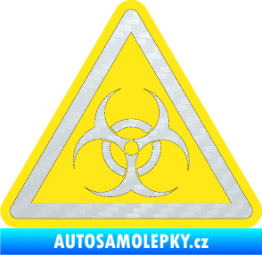Samolepka Biohazard barevný trojúhelník 3D karbon bílý