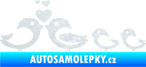 Samolepka Bird family 002 rodina v autě 3D karbon bílý