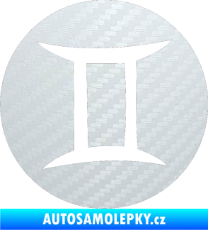 Samolepka Blíženci 001 - horoskop 3D karbon bílý