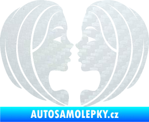 Samolepka Blíženci 002  3D karbon bílý