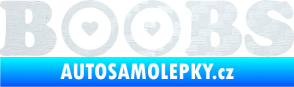 Samolepka Boobs nápis se srdíčky 3D karbon bílý