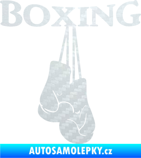 Samolepka Boxing nápis s rukavicemi 3D karbon bílý