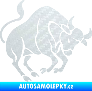 Samolepka Býk zvěrokruh 004 pravá 3D karbon bílý