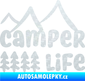 Samolepka Camper life 001 horská turistika 3D karbon bílý