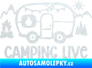 Samolepka Camping live 001 levá cestování v karavanu 3D karbon bílý