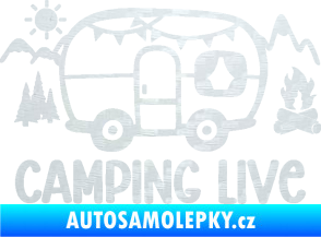 Samolepka Camping live 001 pravá cestování v karavanu 3D karbon bílý