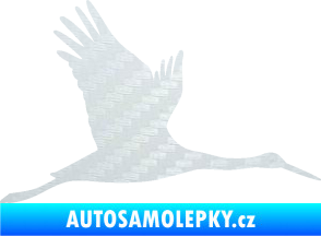 Samolepka Čáp 002 pravá 3D karbon bílý