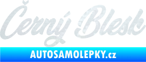 Samolepka Černý blesk nápis 3D karbon bílý