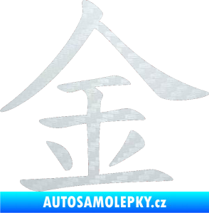 Samolepka Čínský znak Gold 3D karbon bílý
