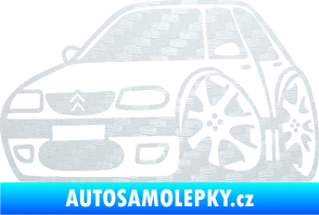 Samolepka Citroen saxo karikatura levá 3D karbon bílý