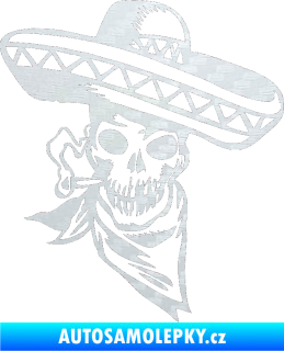 Samolepka Cowboy sombrero pravá kostra 3D karbon bílý