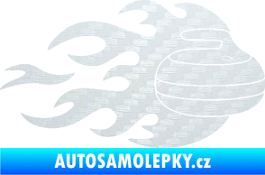 Samolepka Curling 005 pravá kámen 3D karbon bílý