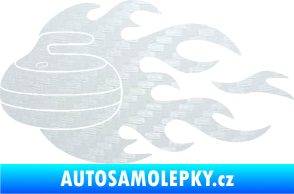 Samolepka Curling 005 levá kámen 3D karbon bílý