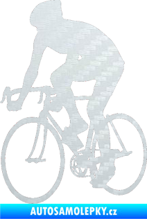Samolepka Cyklista 001 levá 3D karbon bílý