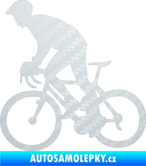 Samolepka Cyklista 003 levá 3D karbon bílý