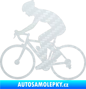 Samolepka Cyklista 005 levá 3D karbon bílý