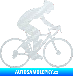Samolepka Cyklista 005 pravá 3D karbon bílý