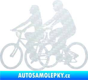 Samolepka Cyklisté 001 levá pár 3D karbon bílý