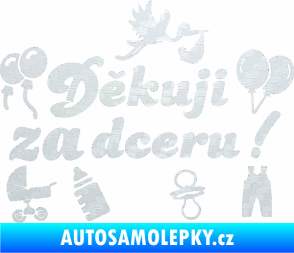 Samolepka Děkuji za dceru nápis dítě v autě 3D karbon bílý
