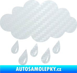 Samolepka Déšť 001 levá mrak a kapky 3D karbon bílý
