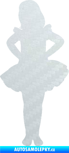 Samolepka Děti silueta 011 levá holčička tanečnice 3D karbon bílý