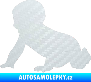 Samolepka Dítě v autě 025 levá miminko silueta 3D karbon bilý