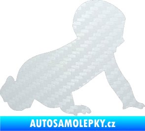 Samolepka Dítě v autě 025 pravá miminko silueta 3D karbon bílý