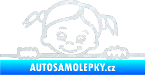 Samolepka Dítě v autě 030 levá malá slečna hlavička 3D karbon bilý