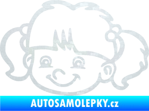 Samolepka Dítě v autě 035 levá holka hlavička 3D karbon bílý