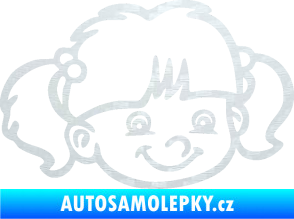 Samolepka Dítě v autě 035 pravá holka hlavička 3D karbon bilý