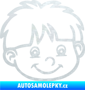 Samolepka Dítě v autě 036 pravá chlapec hlavička 3D karbon bílý