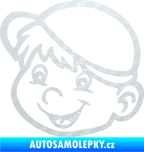 Samolepka Dítě v autě 038 levá kluk hlavička 3D karbon bílý