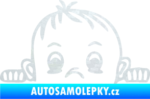 Samolepka Dítě v autě 045 levá chlapeček hlavička 3D karbon bílý
