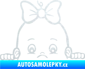 Samolepka Dítě v autě 046 levá holčička s mašličkou 3D karbon bílý