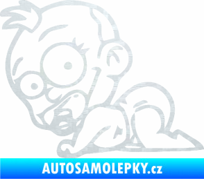 Samolepka Dítě v autě 067 levá lezoucí miminko 3D karbon bílý