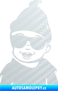 Samolepka Dítě v autě 081 levá chlapeček v brýlích 3D karbon bílý