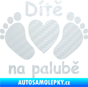 Samolepka Dítě v autě 089 nožičky s nápisem 3D karbon bílý