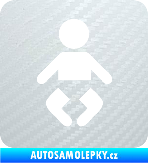 Samolepka Dítě v autě 093 symbol miminka 3D karbon bílý