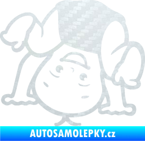 Samolepka Dítě v autě 101 levá vzhůru nohama 3D karbon bílý