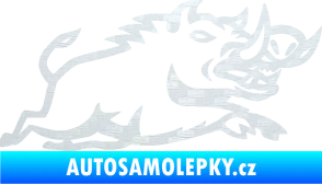 Samolepka Divoké prase 004 pravá 3D karbon bílý